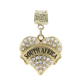 Inspired Silver - South Africa - Gold Memory Charm for Women - Pave Heart Charm Jewelry Gift with Cubic Zirconia - Women's Charm for Bracelets