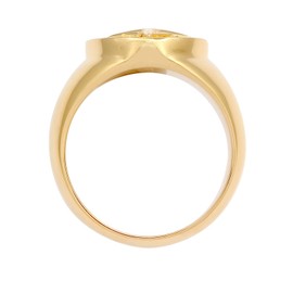 Kuzzoi 0605512820 Men's Signet Ring Round Solid 15 mm Wide in 925 Sterling Silver Gold-Plated Ring Golden with Compass Symbol, Maritime Ring for Men in Ring Size 60 - 66, Sterling Silver