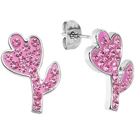 Body Candy Pink Ferido Flower Stud Earrings