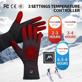 Heated Glove Liners for Men Women, Rechargeable Battery Electric Heated Gloves, Winter Warm Glove Liners for Arthritis Raynaud, Thin Gloves Riding Ski Snowboarding Hiking Cycling HG-XXS