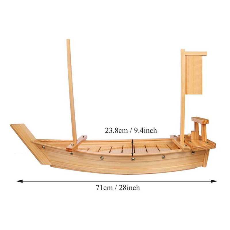 BIPEGE Wooden Sushi Boat Serving Tray, 28 Inch Sushi Plate
