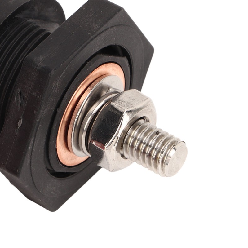 1Pair Thru Panel Battery Terminal Connectors 3/8 In Black Red