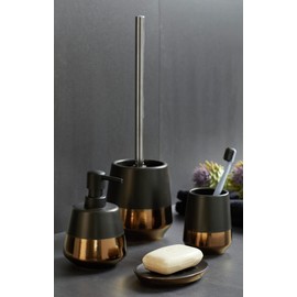 IBILI Brandol Toilet Brush Holder, Ceramic, Black, 12.7 x 11.8 x 11.8 cm