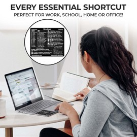 Synerlogic (2pcs) Windows PC Reference Keyboard Shortcut Sticker | Vinyl, Laminated Windows Shortcut Sticker for PC Laptop or Desktop | Shortcuts Cheat Sheet (Black/Small/2)