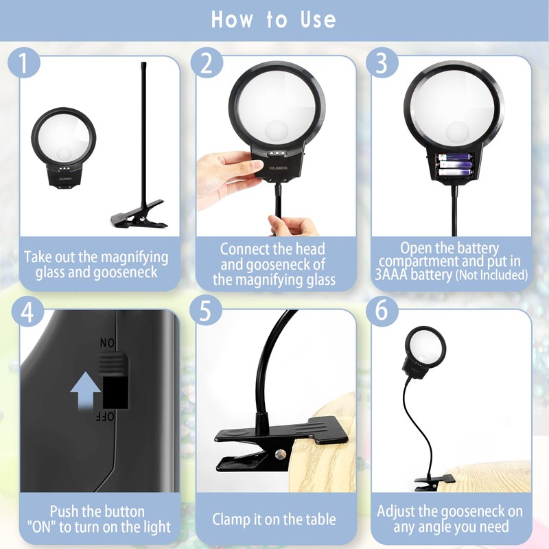5D Diamond Painting Tools, LED Light with Magnifiers for Diamond