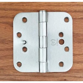 Security Door Hinges - Satin Nickel - 4 Inch with 5/8 Radius - Security Tab - 2 Pack