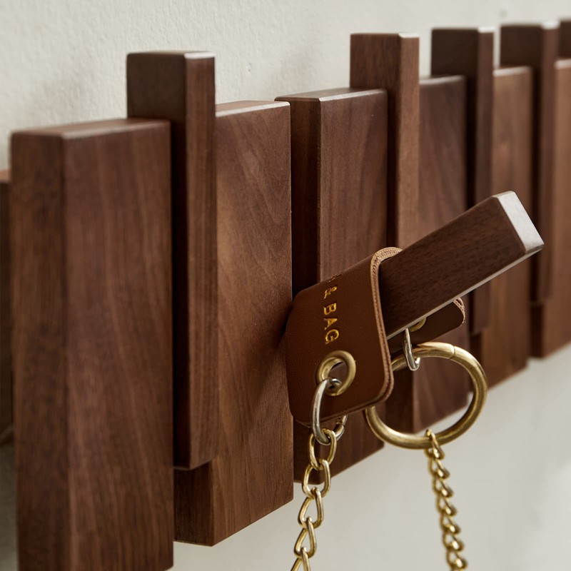 QUELLANCE Wooden Coat Hooks Wall Mounted, Coat Rack Hanger Wall