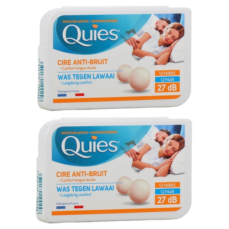 Quies Boules Natural Wax Earplugs Pack of 2 x 12