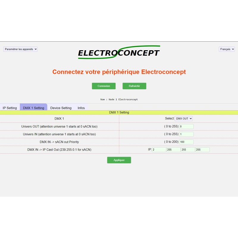 Node 1 Univers Art-Net/sACN XLR 5P