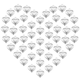 PandaHall Elite 50 Pcs Silver Heart Brass Pendants Charms for Jewelry Making, 13x11.5x4.5mm, Hole: 1mm