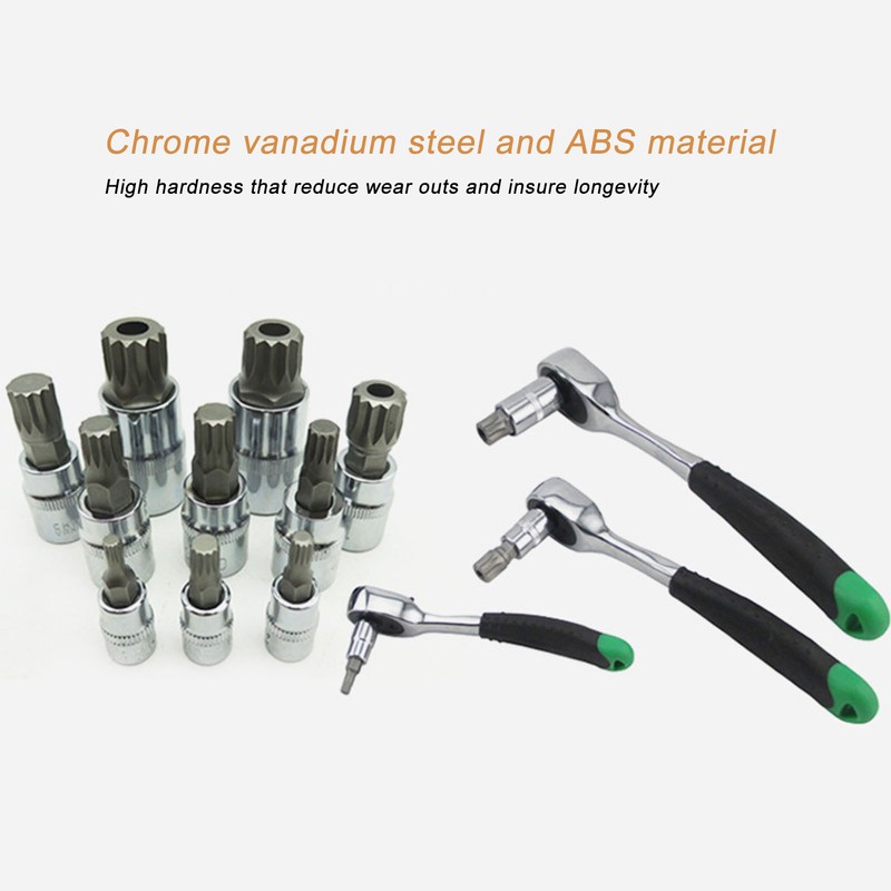 10PCS Triple Square Spline Bit Socket Set Low Wear Accurate