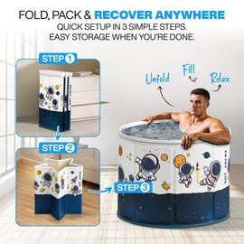 Zennest Foldable Portable Bathtub for Adults – 2-in-1 Hot & Cold Plunge, 105-Gal Large Capacity Collapsible Bathtub Adult, 6-layer Insulated Portable Soaking tub - Space-saving Design