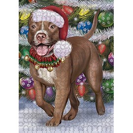 Christmas Trotting in The Snow Pitbull Dog Jigsaw Puzzle for Adults - Animal Printed Interlocking Puzzle Game Artwork - Gift for Dog Lover's -1000 Pcs 29.5"x19.7", PZLE54145