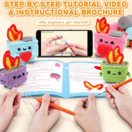Crochet Kit for Beginners - 4PCS Dumpster Fire Complete Crochet Starter Kit with Step-by-Step Video Tutorials, Beginner Crochet Kits for Adults Kids Women, Funny Crochet Emotional Support Gifts