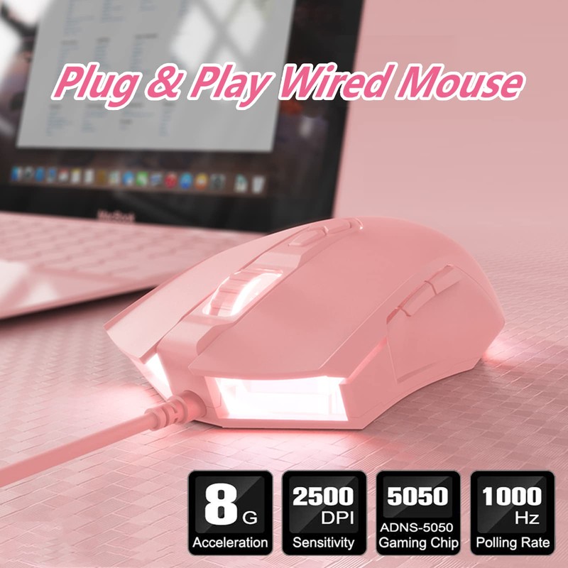 Lomiluskr AJ52 RGB Wired Gaming Mouse, 7 Programmable Buttons, Computer