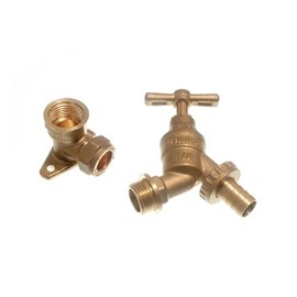 OUTDOOR HOSE UNION BIB TAP WITH HOSE CONNECTOR AND WALL PLATE ( 2 sets )