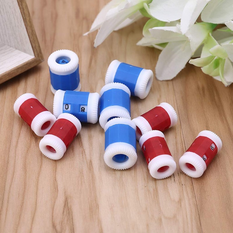 Puco 10pcs Plastic Mini Crochet Knitting Needle Row Counter Round