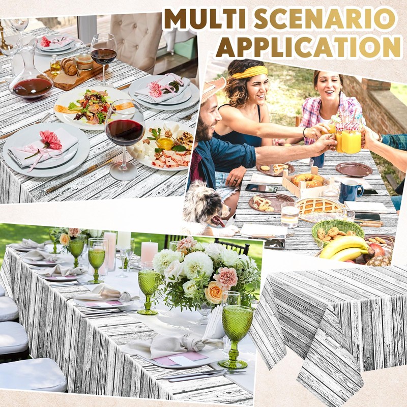 Wood Grain Tablecloth Plastic White Wooden Tablecloths Rustic Rectangular Table