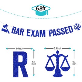 Bar Exam Passed Banner, Congrats Lawyer/Born to Argue Bunting Sign, Law School Survivor Graduation Party Decorations Supplies, Blue Glitter