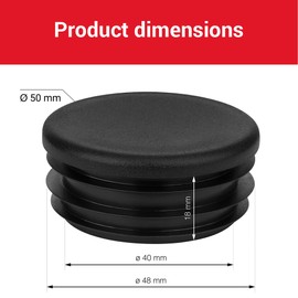 LouMaxx Lamellar Plugs Round 50 mm - Tube Cover Round Black Plugs for Pipe 50 mm - Round Pipe Plugs Made of Robust Plastic - Post Caps Also for Perfect Protection as Cover Cap Pack of 10