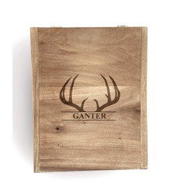 Custom bourbon decanter set With box- Monogrammed Decanter for Best Man- Decanter and 4 Snifter Glasses Decanter Set With wooden Box- Deer Antler Groomsmen name engraved