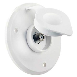 RV Camper Coaxial Antenna/Cable TV Plate Large Jack Cover Polar White PN 94320