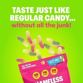 Shameless Snacks - Healthy Low Calorie Snacks, Low Carb Keto Gummies (Gluten Free Candy) - 6 Pack Wild Worms
