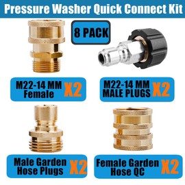 Yakamoz 8 Pack Pressure Washer Adapter Set, M22 Swivel to 3/8'' Quick Connect, 3/4" to Quick Release, Quick Disconnect Kit Suitable for Pressure Cleaning Machine kit