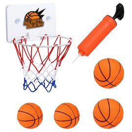 6Pcs Mini Basketball Hoop, with Pump and 4Pcs Mini Basketballs, Indoor Wall Mounted for Practice and Fun, Suitable for Various Locations Including Bedroom and Office