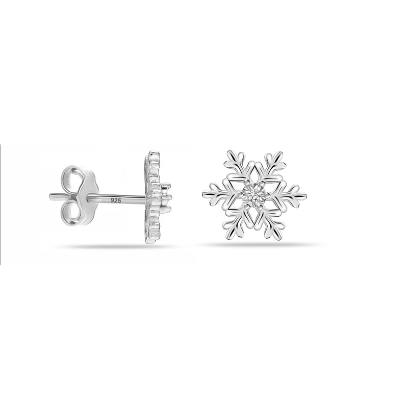 LeCalla 925 Sterling Silver Diamond Stud Earring for Women 0.01