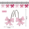 JarThenaAMCS 12Pcs Pink Bow Shower Curtain Hooks Cute Bow Knot