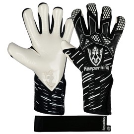 Keeperking GladiatorKing Hybrid Professional Men's Goalkeeper Gloves with Professional Extreme Grip 4 mm (10, Black/White)