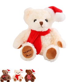 8" White Christmas Teddy Bear Plush Toy Xmas Gifts for Kids,Teddy Bear Plushies Dolls Christmas Soft Toy,Squishys Teddy Bear Stuffed Animal Toy,Christmas Cuddly Toys Presents for Kids Xmas Home Decor