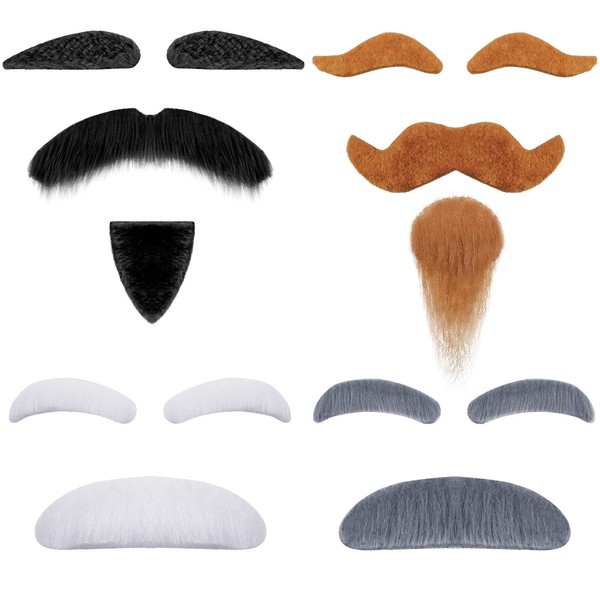 4 Sets Old Man Moustache and Eyebrows Kits, Moustache and