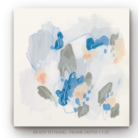 Renditions Gallery Nature Canvas Art Prints Pastal Blue Watercolor Flowers Abstract Art Paintings for Bedroom Dining Office Kitchen Decor - 32"X32" LT24