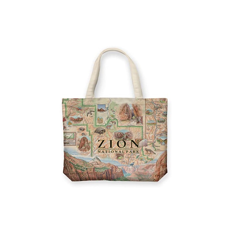 Xplorer Maps Zion National Park Map Canvas Tote Bag with