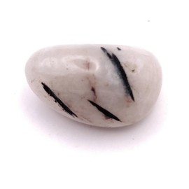 White Tourmalinated Quartz Medium Crystal Tumbled Stone - 1 Pc