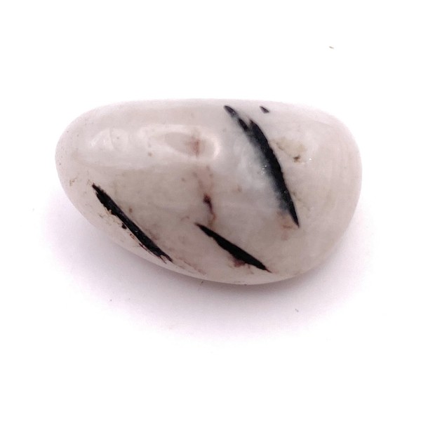 White Tourmalinated Quartz Medium Crystal Tumbled Stone - 1 Pc