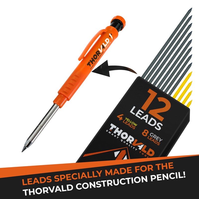 THORVALD 12 Leads for Carpenter Pencils - Incl. 8 Grey