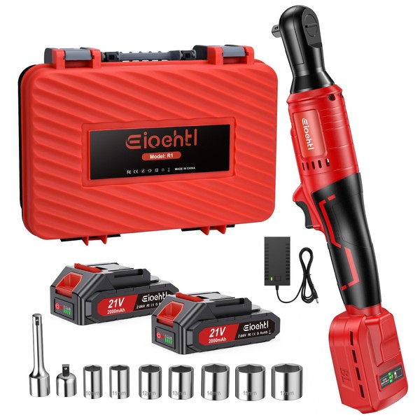 3/8" Electric ratchet wrench with 2-pack 2000mAh 21V lithium battery