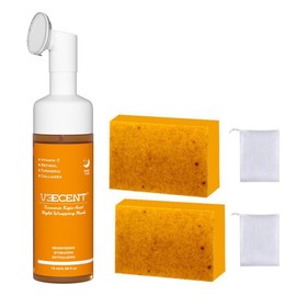 NEW - Veecent 150ml Turmeric + Kojic Acid Foaming Facial Cleanser + Silicone Brush Cleansing Skincare:_100g*2+150ml
