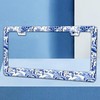 Blue White Porcelain Floral License Plate Frame Flowers Trees License