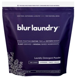 Blur Laundry, Laundry Detergent Powder, 3X Stain-Fighting Enzymes + Oxygen Booster for Fresh, Clean Clothes, Plant-Derived & Mineral-Based Formula, Pure Essential Oil Blend Scent, 100 Loads
