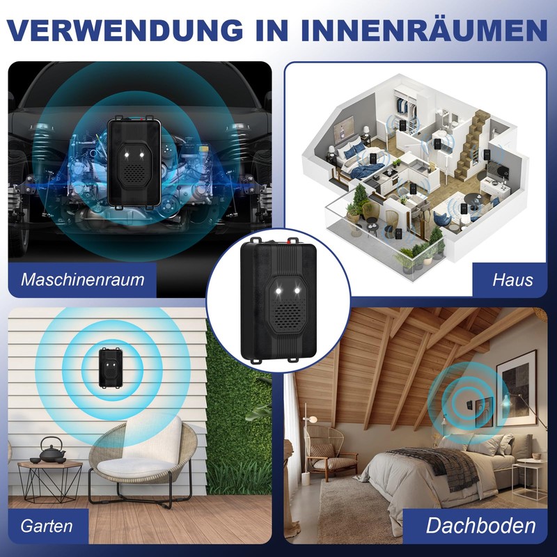 TEOV Ultrasonic Marten Deterrent with LED Flash Light, Area of
