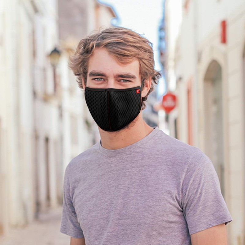 Swiss Eagle Black Cotton Respirator 6 Layer Reusable Outdoor Face