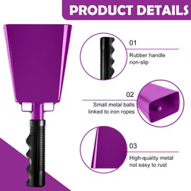 6 PCS Metal Cowbell with Handles, Large Loud Cow Bells Noise Makers for Football Games, Sporting Events, New Year’s Eve, Celebrating and More(Purple)
