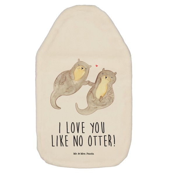 Mr. & Mrs. Panda Hot Water Bottle Otter Hands-Holding Gift, Hands, Grain Cushion, Otter Sea Otter, Hot Water Bottle with Cover, Love,