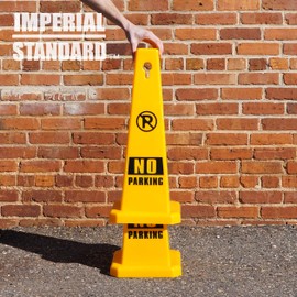 No Parking Cones - 28" Yellow Cones with No Parking Signs - Parking Cones - Safety Cones - Construction Cones - Street Cones (2 pack)