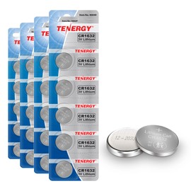 Tenergy CR1632 3V Lithium Button Cell, for Watches, Key Fobs, Calculators, Medical Devices, and More, 20 Count (Pack of 4)