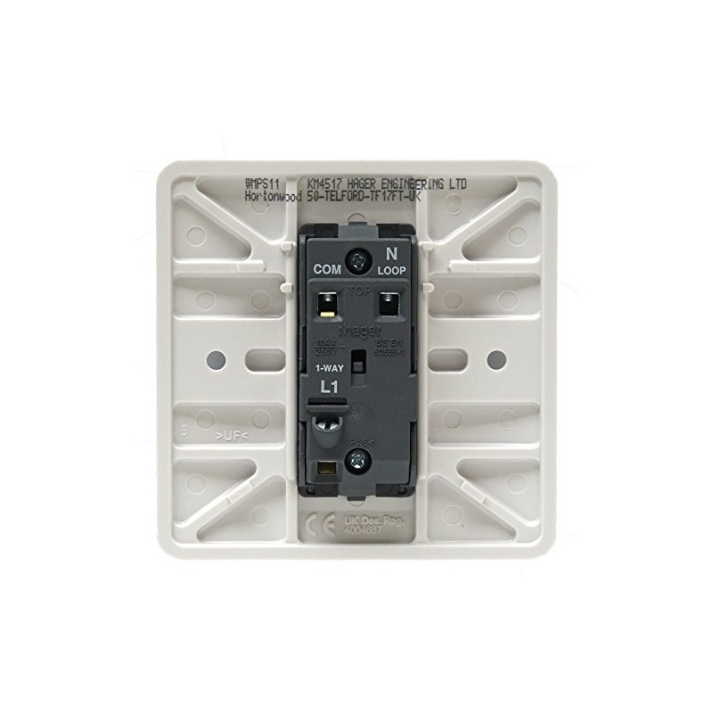 Hager 10AX 1 Gang 1 Way Wall Switch - Sollysta
